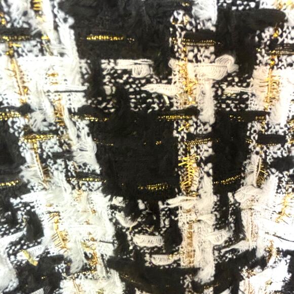 NWT Eloquii Size 20 Tweed Black White Flare Dress Jumper Gold Metallic Threads - Picture 11 of 12